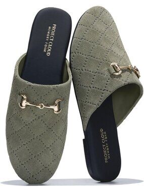 Women's Sage Suede Leather Stylish Casual Mules & Clogs Flats Non-Slip Shoes